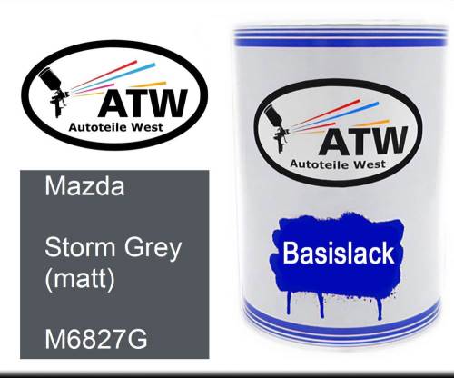 Mazda, Storm Grey (matt), M6827G: 500ml Lackdose, von ATW Autoteile West.